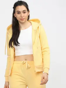 Tokyo Talkies Women Yellow Hooded Sweatshirt