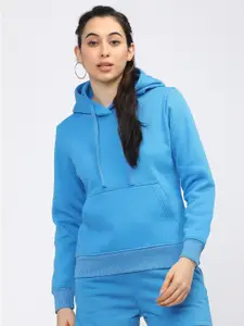 Tokyo Talkies Women Blue Hooded Sweatshirt