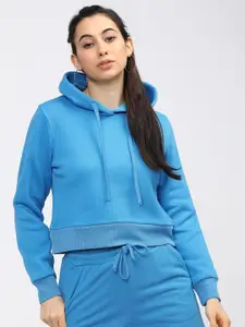 Tokyo Talkies Women Blue Hooded Sweatshirt