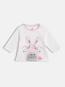 H By Hamleys Infant Girls Off White Printed Pure Cotton T-shirt