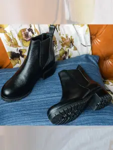 Saint G Women Black Leather Ankle Boots