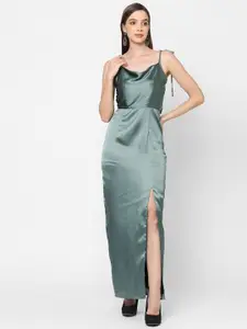 MISH Sea Green Layered Satin Maxi Dress