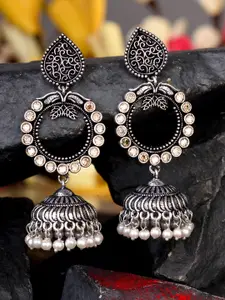 Saraf RS Jewellery White Contemporary Jhumkas Earrings