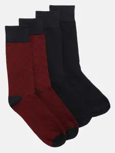 GANT Men Pack Of 2 Red & Black Patterned Calf-Length Cotton Socks