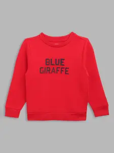 Blue Giraffe Boys Red Printed Sweatshirt