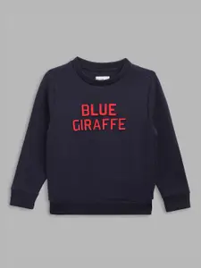 Blue Giraffe Boys Navy Blue Printed Sweatshirt