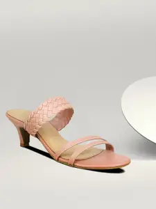 Inc 5 Peach-Coloured & Beige Kitten Sandals
