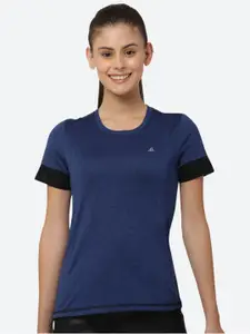 FITLEASURE Women Navy Blue Running & Training T-shirt