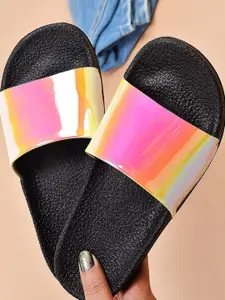 Street Style Store Women Pink Colourblocked Open Toe Flats