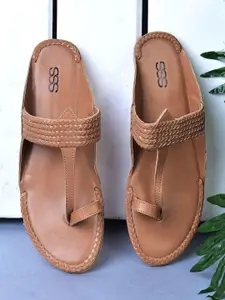 Street Style Store Women Tan Brown Ethnic One Toe Flats