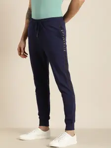 Invictus Indoor Men Navy Blue Joggers with Printed Detail