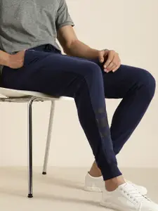 Invictus Indoor Men Navy Blue Joggers with Printed Detail
