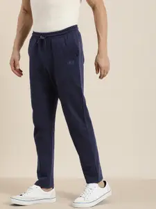 Invictus Indoor Men Navy Blue Solid Regular Fit Mid-Rise Track Pants