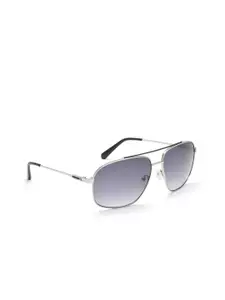 GUESS Men Grey Lens & Silver-Toned Square Sunglasses