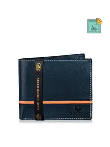 Walrus Men Blue Ecofriendly Vegan Leather Two Fold Wallet With RFID Protection