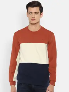 Van Heusen Sport Men Rust & Cream-Coloured Colourblocked Sweatshirt
