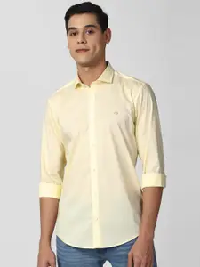Peter England Men Yellow Slim Fit Opaque Casual Shirt