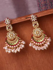OOMPH Red Circular Chandbalis Earrings