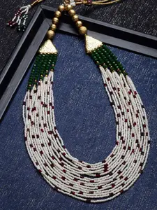 PANASH White & Green Gold-Plated Layered Necklace