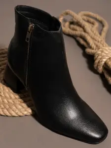 El Paso Black High-Top Block Heeled Boots