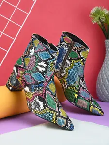 El Paso Multicoloured Printed High-Top Block Heeled Boots