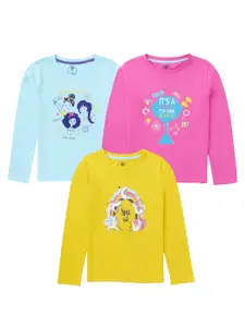 Cub McPaws Girls Multicoloured Typography 3 Printed T-shirt