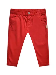 milou Boys Red Pure Cotton Tapered Fit Jeans