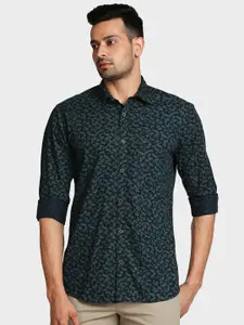 ColorPlus Men Blue Tailored Fit Floral Opaque Printed Casual Shirt