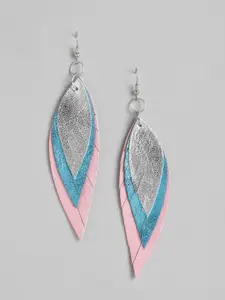 AADY AUSTIN Pink & Blue Leaf Shaped Drop Earrings