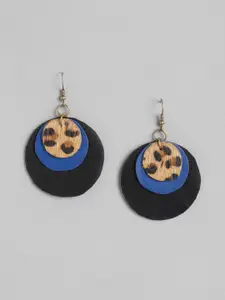 AADY AUSTIN Black & Blue Circular Drop Earrings