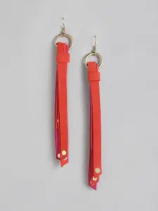 AADY AUSTIN Red Contemporary Tasselled Drop Earrings