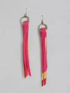 AADY AUSTIN Pink Contemporary Tasselled Drop Earrings