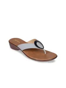 Rocia Women Grey T-Strap Flats