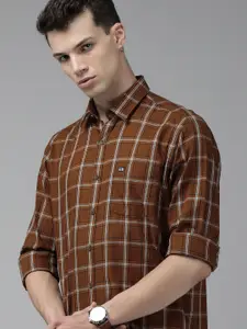 Arrow Sport Men Brown Slim Fit Checked Pure Cotton Casual Shirt
