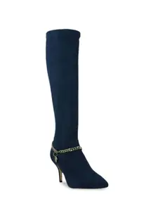 Saint G Navy Blue Leather Heeled Boots