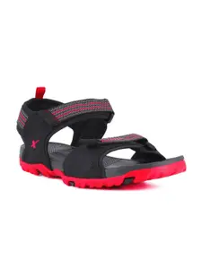 Sparx Men Black & Red Solid Floater Sandals
