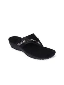Rocia Women Black Embellished Open Toe Flats