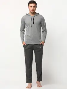 MACK JONNEY Men Grey Solid Cotton Blend Tracksuits