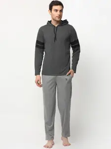 MACK JONNEY Men Grey Cotton Blend Night Suit