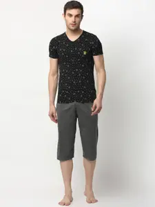 MACK JONNEY Men Black & Grey Cotton Blend Track Suit