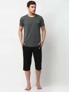 MACK JONNEY Men Grey Cotton Blend Track Suit