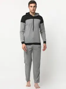 MACK JONNEY Men Black & Grey Solid Cotton Blend TrackSuit