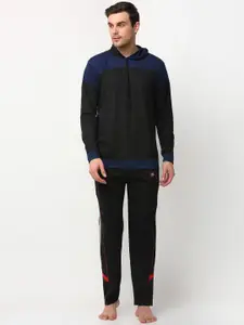 MACK JONNEY Men Black & Grey Cotton Blend Track Suit