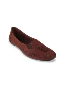 Catwalk Women Brown Woven Design Leather Loafers