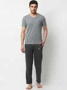 MACK Jonney Men Grey Printed Cotton Blend Track Suit