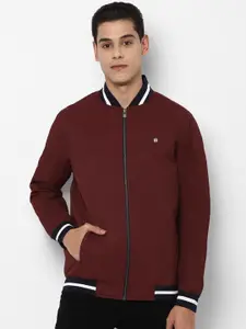Allen Solly Men Maroon Solid Bomber Jacket