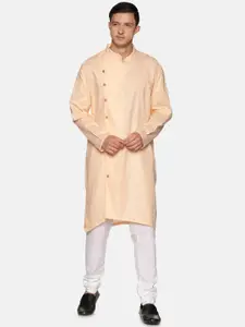 Sethukrishna Men Orange Regular Pure Cotton Kurta with Pyjamas