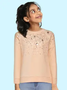 AND Girls Peach Coloured Embellished Top