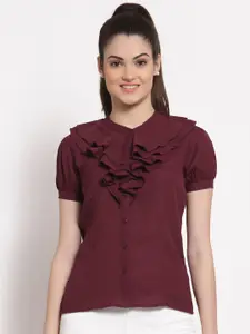 Style Quotient Women Maroon Opaque Party Shirt
