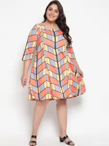 Amydus Women Plus Size Multicoloured A-Line Dress